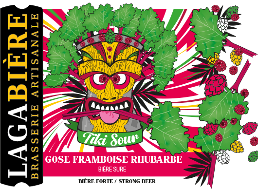 étiquette Tiki Sour Gose Framboise rhubarbe